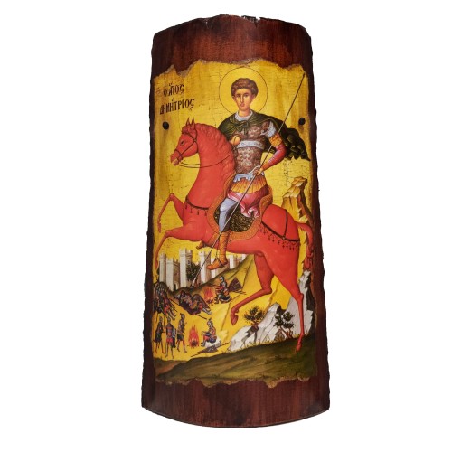Άγιος Δημήτριος , χειροποίητη κρεμαστή κεραμική εικόνα , 30cm x 15.5cm x 6cm