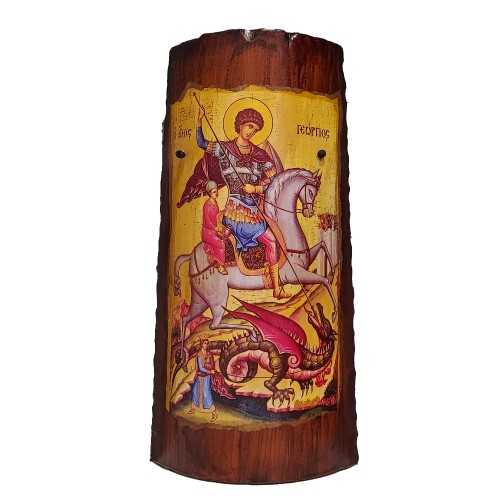 Άγιος Γεώργιος , χειροποίητη κρεμαστή κεραμική εικόνα , 30cm x 15.5cm x 6cm