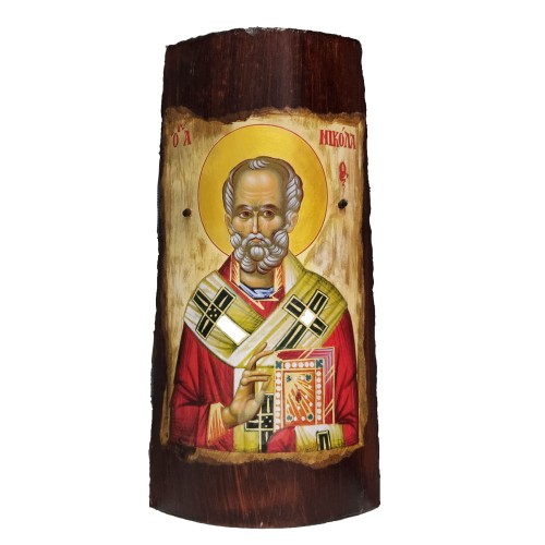 Άγιος Νικόλαος , χειροποίητη κρεμαστή κεραμική εικόνα , 30cm x 15.5cm x 6cm