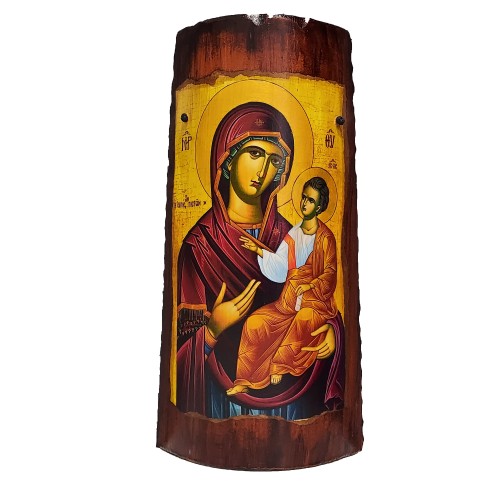 Παναγία η Βρεφοκρατούσα , χειροποίητη κρεμαστή κεραμική εικόνα , 30cm x 15.5cm x 6cm