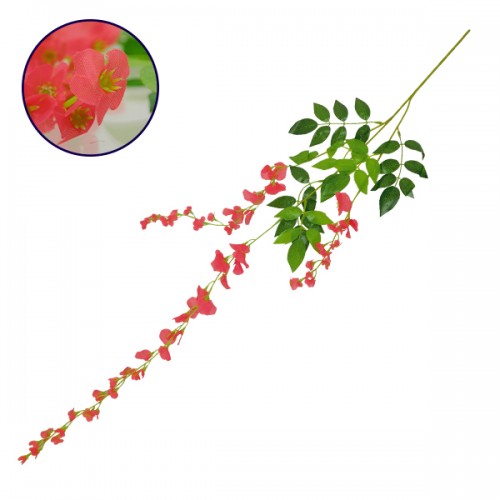Τεχνητό Κρεμαστό Φυτό Διακοσμητική Γιρλάντα Μήκους 1.1 μέτρων με 3 X Κλαδιά Βιστέρια Κοραλί GloboStar 09033
