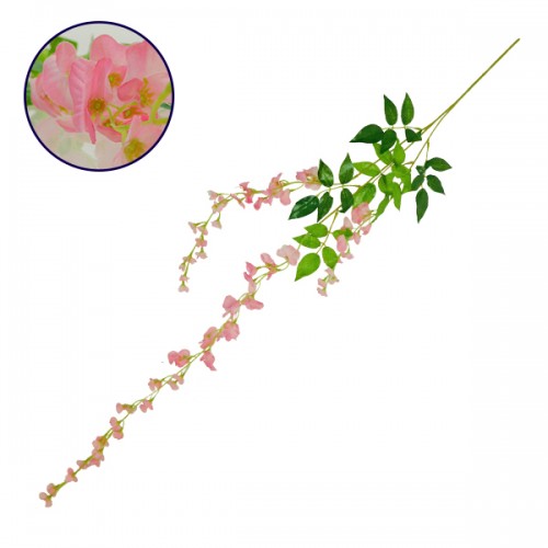 Τεχνητό Κρεμαστό Φυτό Διακοσμητική Γιρλάντα Μήκους 1.1 μέτρων με 3 X Κλαδιά Βιστέρια Ροζ GloboStar 09034