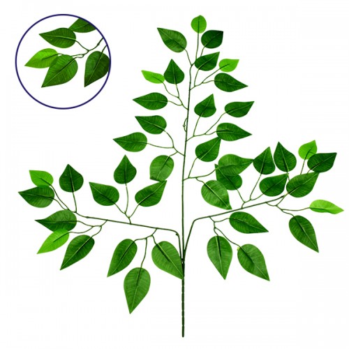 Τεχνητό Φυτό Διακοσμητικό Κλαδί Διαστάσεων M21cm x Υ27cm με 3 X Πράσινα Κλαδιά και Φύλλωμα Μπέντζαμιν GloboStar 09052