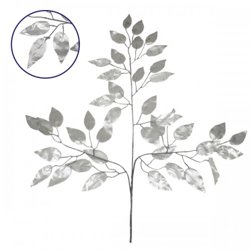 Τεχνητό Φυτό Διακοσμητικό Κλαδί Διαστάσεων M21cm x Υ27cm με 3 X Ασημί Κλαδιά και Φύλλωμα Φύκος GloboStar 09054