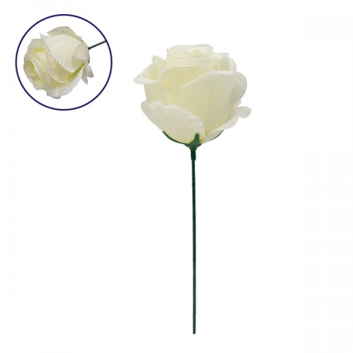 Τεχνητό Φυτό Διακοσμητικό Τριαντάφυλλο Λευκό M8cm x Υ20cm Π8cm GloboStar 09077