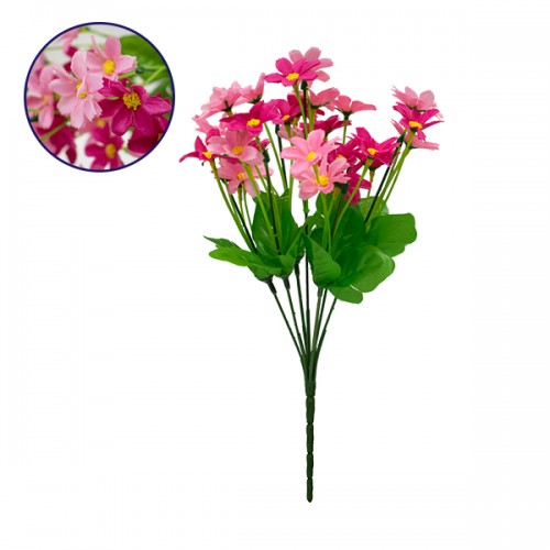 Τεχνητό Φυτό Διακοσμητικό Μπουκέτο Garden Cosmos Ροζ - Φούξια M20cm x Υ35cm Π20cm με 7 Κλαδάκια GloboStar 09086