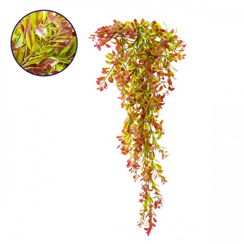 Τεχνητό Κρεμαστό Φυτό Διακοσμητικό Μυρτιά Μήκους 80cm με 5 X Κλαδιά Φύλλωμα Πράσινο - Κόκκινο GloboStar 09093