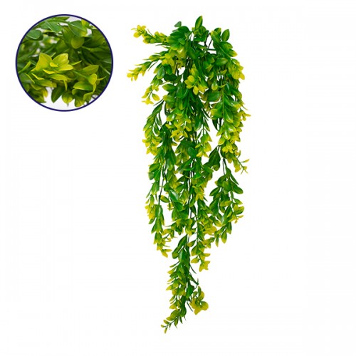 Τεχνητό Κρεμαστό Φυτό Διακοσμητικό Μυρτιά Μήκους 80cm με 5 X Κλαδιά Φύλλωμα Πράσινο - Κίτρινο GloboStar 09094