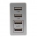 Φορτιστής USB 4 Θέσεων Wall Adapter 2 x AUTO 2.1A & 2 x 1A 5V DC Λευκός με Χρώμιο GloboStar 69997