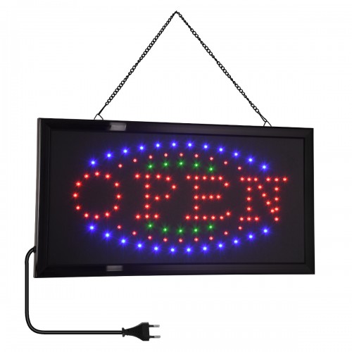 GloboStar® 75681 Φωτιστικό Ταμπέλα LED Σήμανσης OPEN με Πρίζα AC 230V Μ48xΠ25xΥ2cm