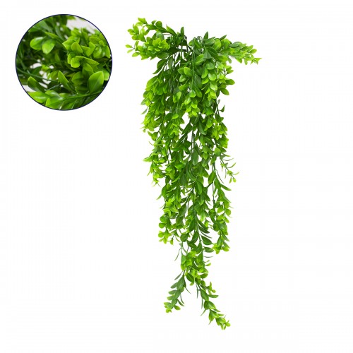 GloboStar® 78060 Τεχνητό Κρεμαστό Φυτό Διακοσμητικών Κλαδιών με Πράσινο Φύλλωμα Μυρτιάς Μ30 x Y80 x Π10cm