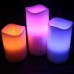 GloboStar® 79556 ΣΕΤ 3 Διακοσμητικών Κεριών Παραφίνης με LED Μπαταρίας & Ασύρματο Χειριστήριο IR Πολύχρωμα RGB