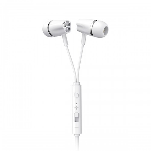 GloboStar® 87064 JOYROOM Originals JR-EL114 Ενσύρματα Ακουστικά In-ear Handsfree με Ενσωματωμένο Χειριστήριο Αυξομείωσης Έντασης Ήχου - Καλώδιο 0.5m & Βύσμα Jack 3.5mm Λευκό