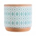 GloboStar® Artificial Garden DELHI 20523 Διακοσμητικό Κεραμικό Κασπώ Γλάστρα - Flower Pot Γαλάζιο με Λευκό και Μπεζ Φ14.5 x Υ13cm