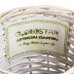 GloboStar® Artificial Garden DOMINGO 20591 Διακοσμητικό Πλεκτό Καλάθι - Κασπώ Γλάστρα - Flower Pot Λευκό με Μπεζ Φ16 x Υ18cm