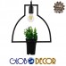 GloboStar® FLOWERPOT 10001209 Μοντέρνο Κρεμαστό Φωτιστικό Οροφής Μονόφωτο Μαύρο Μεταλλικό με Διακοσμητικό Φυτό Φ34 x Y34cm