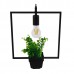 GloboStar® FLOWERPOT 10001211 Μοντέρνο Κρεμαστό Φωτιστικό Οροφής Μονόφωτο Μαύρο Μεταλλικό με Διακοσμητικό Φυτό Φ30 x Y30cm