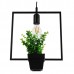 GloboStar® FLOWERPOT 10001211 Μοντέρνο Κρεμαστό Φωτιστικό Οροφής Μονόφωτο Μαύρο Μεταλλικό με Διακοσμητικό Φυτό Φ30 x Y30cm
