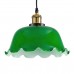 GloboStar® NOSTALGIA 00767 Vintage Κρεμαστό Φωτιστικό Οροφής Μονόφωτο Πράσινο Γυάλινο Καμπάνα με Χρυσό Ντουί Φ26 x Υ20cm