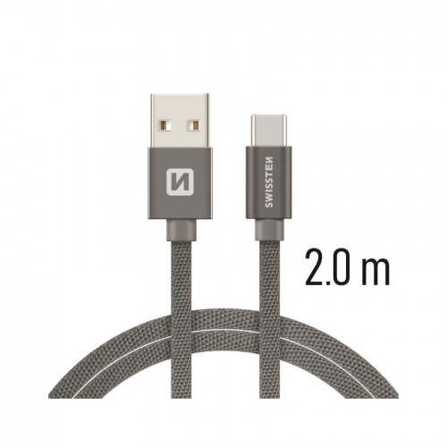 Καλώδιο φόρτισης / δεδομένων USB / USB-C 3Α 2m γκρι