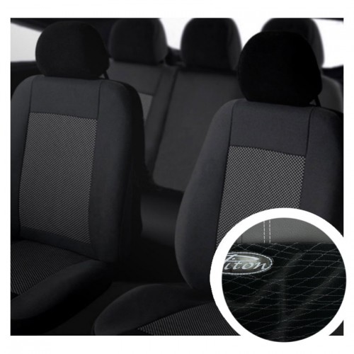 Καλύμματα καθισμάτων αυτοκινήτου ζεύγος υφασμάτινα/ τεχνόδερμα μαύρα