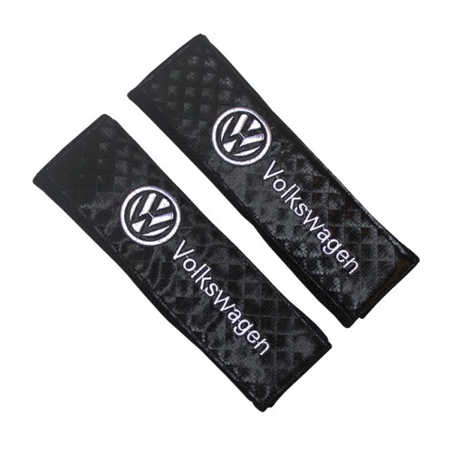 Μαξιλαράκια ζώνης προστατευτικά μαύρα Volkswagen 2τμχ (μεγάλο σήμα)